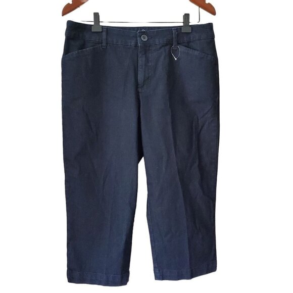 st. John's Bay Dark Wash Mid Rise Straight Leg Capri Pants Denim Jeans Size 12 - Picture 2 of 9